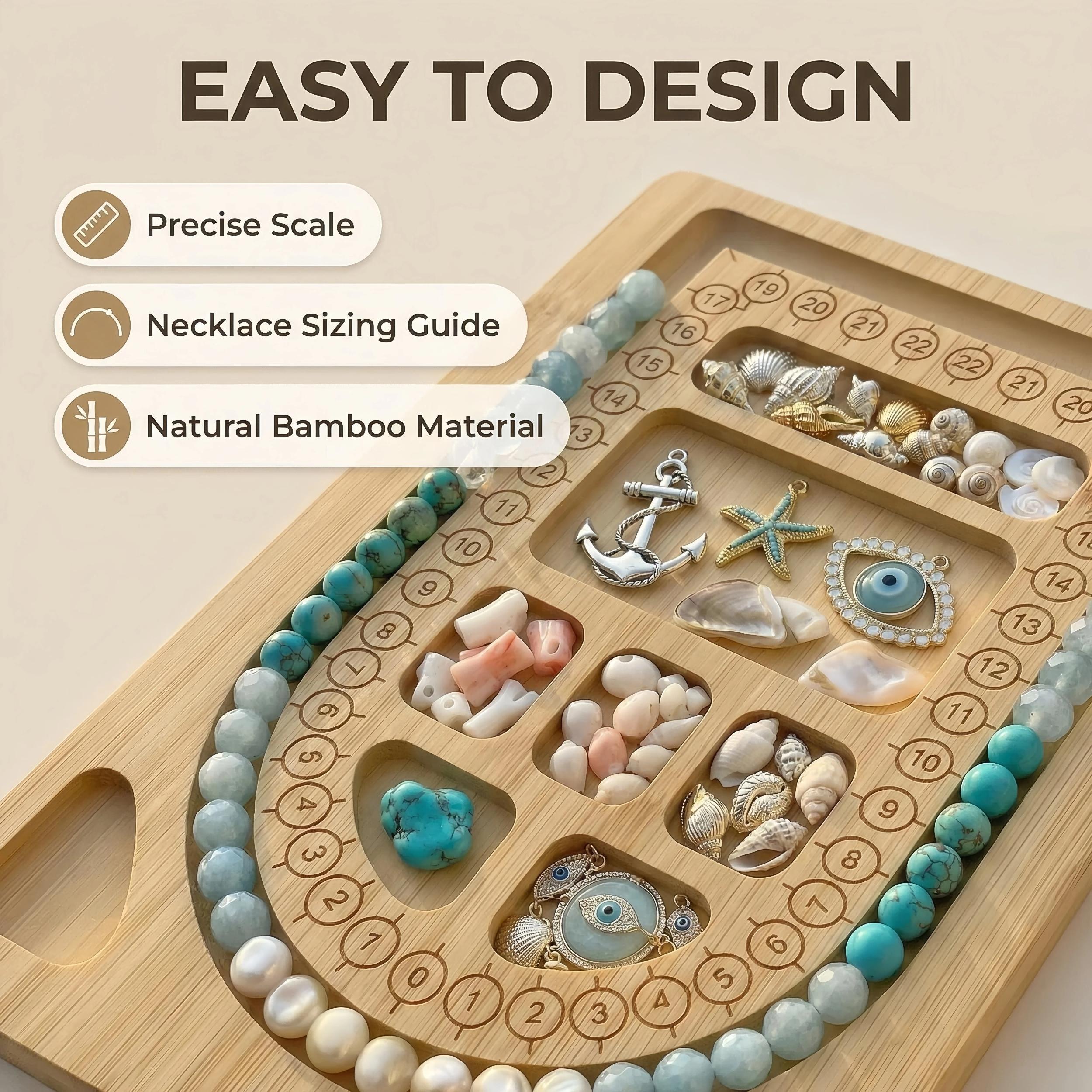 Mini Bamboo Beading Board Portable Jewelry Design Tray for Bracelet Necklace Making Travel Size Pocket Bead Board Organizer DIY Crafting Tool