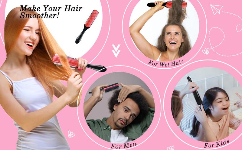 Pink Hair Brush Set Detangler Brush Satin Bonnet Nylon Bristle Brush Edge Tool Kit for Curly Hair Styling Detangling Multifunctional Haircare Sleeping