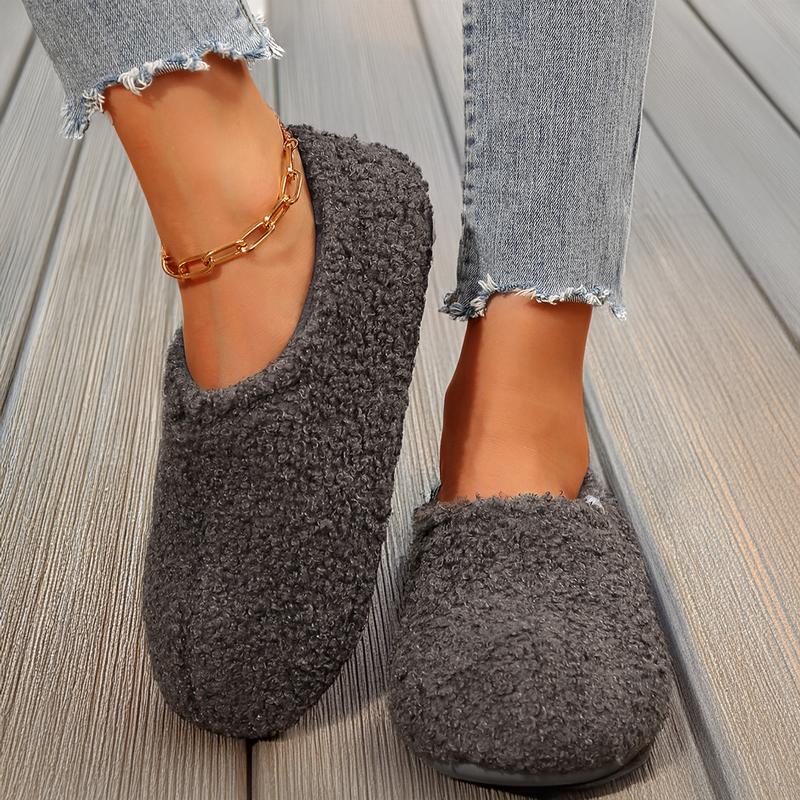 Women's Fuzzy Memory Foam Slippers Warm Cozy Shearling House Slippers for Ladies Supportive Slip on Indoor Home Shoes