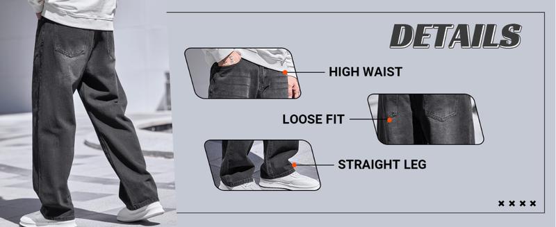 High Waist Spring To Summer Loose Jeans Fall Baggy Straight Leg Denim Pants Trousers