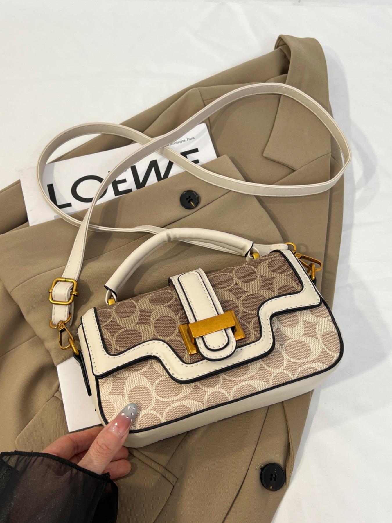 Compact Yet Spacious Bag, Short Handle & Adjustable Straps, Perfect for Commuting/date/walking, Leather Patchwork & Metal Buckle, Versatile Color