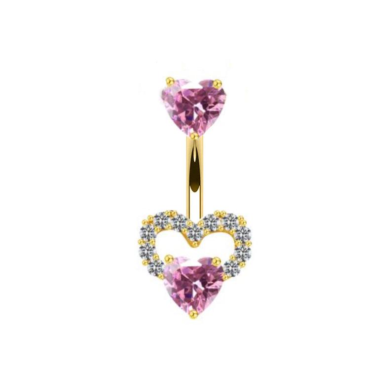 Heart-shaped navel ring, navel stud, navel ornament, water drop pendant, navel ring body piercing jewelry