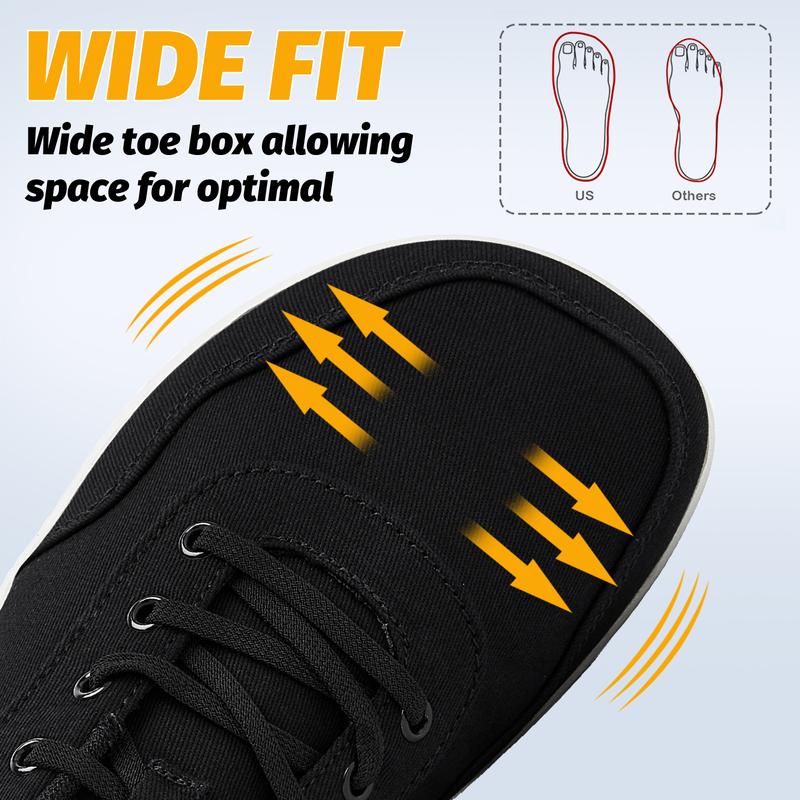 HOBIBEAR Womens Mens Hands Free Slip On Sneakers Comfort Wide Minimalist Barefoot Canvas Shoes Square headed flat bottom