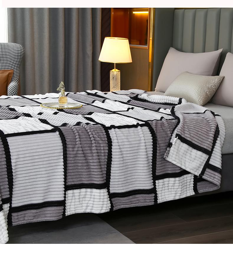 New Plaid Striped Magic Velvet Printed Blanket Flannel Milk Velvet Throw