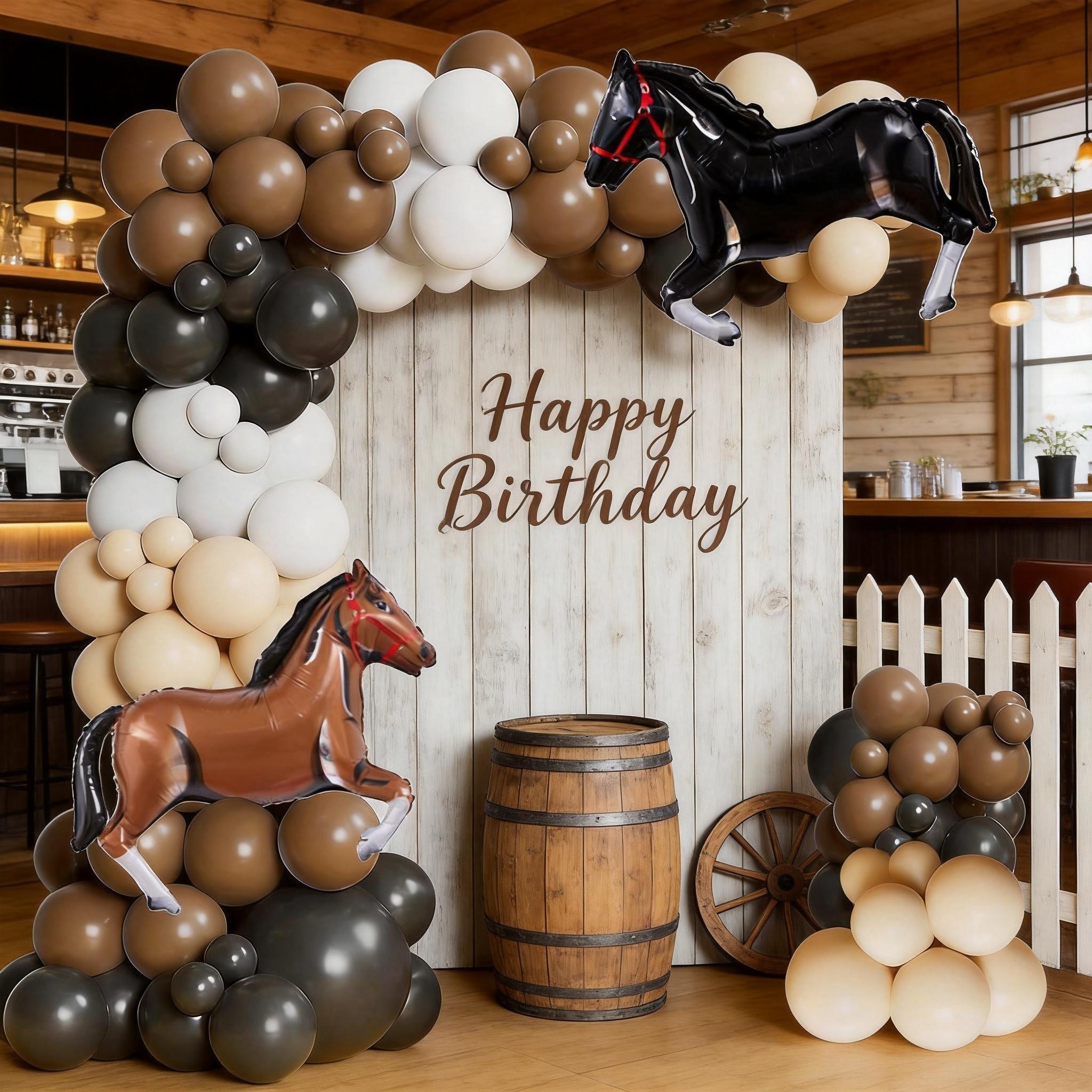 116 Piece Western Horse Racing Theme Balloon Set, Latex Balloons with Horse Foil Balloons, Perfect for Birthday Parties, Balloon Arch, Party Balloons Decorations