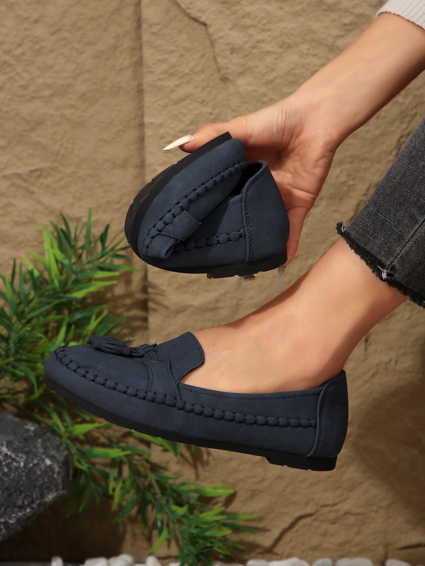 New Large Size Women's Casual Retro Slip-on PU Leather Loafers, Round Toe Flats for All Seasons, Comfortable Fashion Shoes for Daily Wear