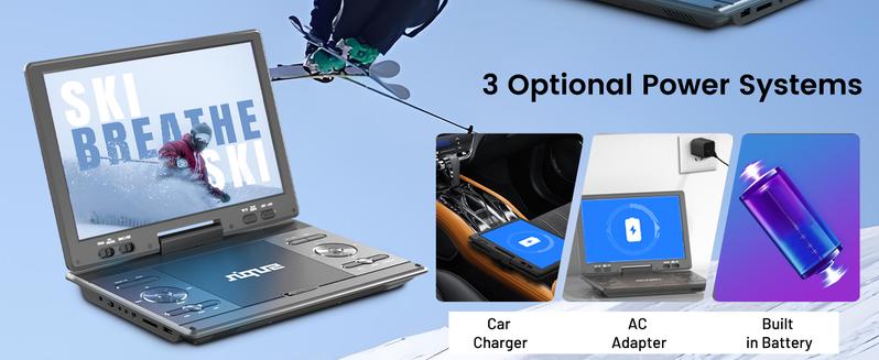 [Mydash] 14.9" Portable DVD Player, MYDASH CD player w/ 12.5" Swivel HD Screen, Audio player w/ Dual-Speaker, 6 Hours Rechargeable Battery, Region Free, Remote Control, Sync TV/CD/USB/SD Multi-Format Support,no blu-ray