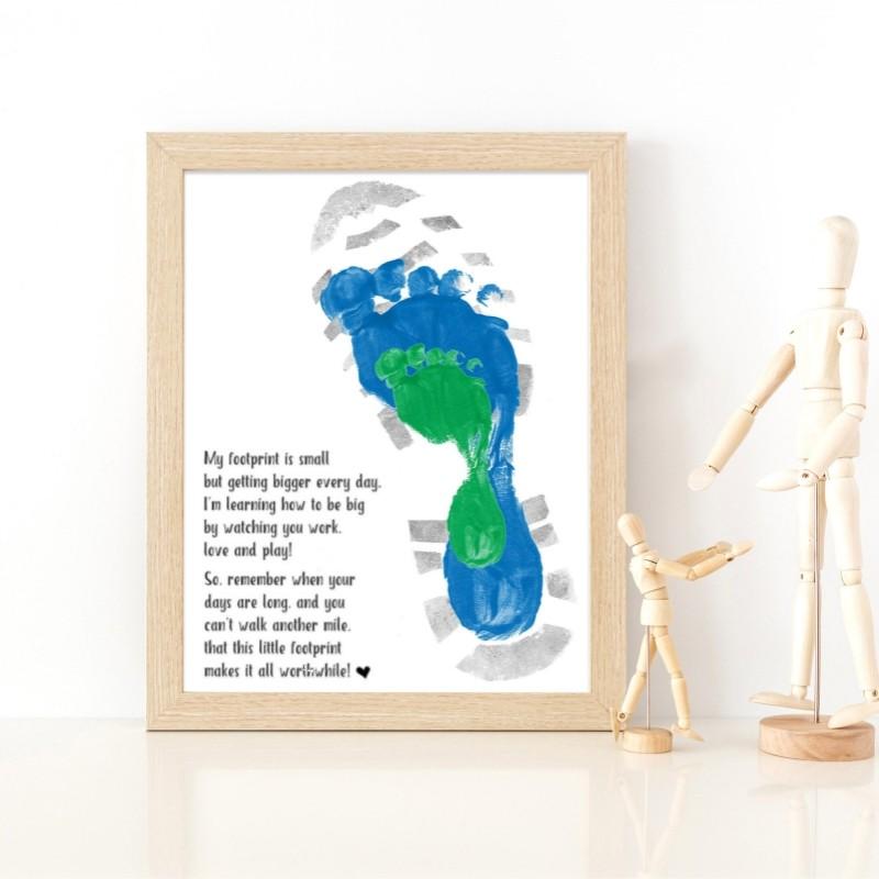 Father's Day DIY Footprint Art Kit, Creative Handprint Card with Emotional Poem, Family & Preschool Craft Gift, 5 Pieces Set