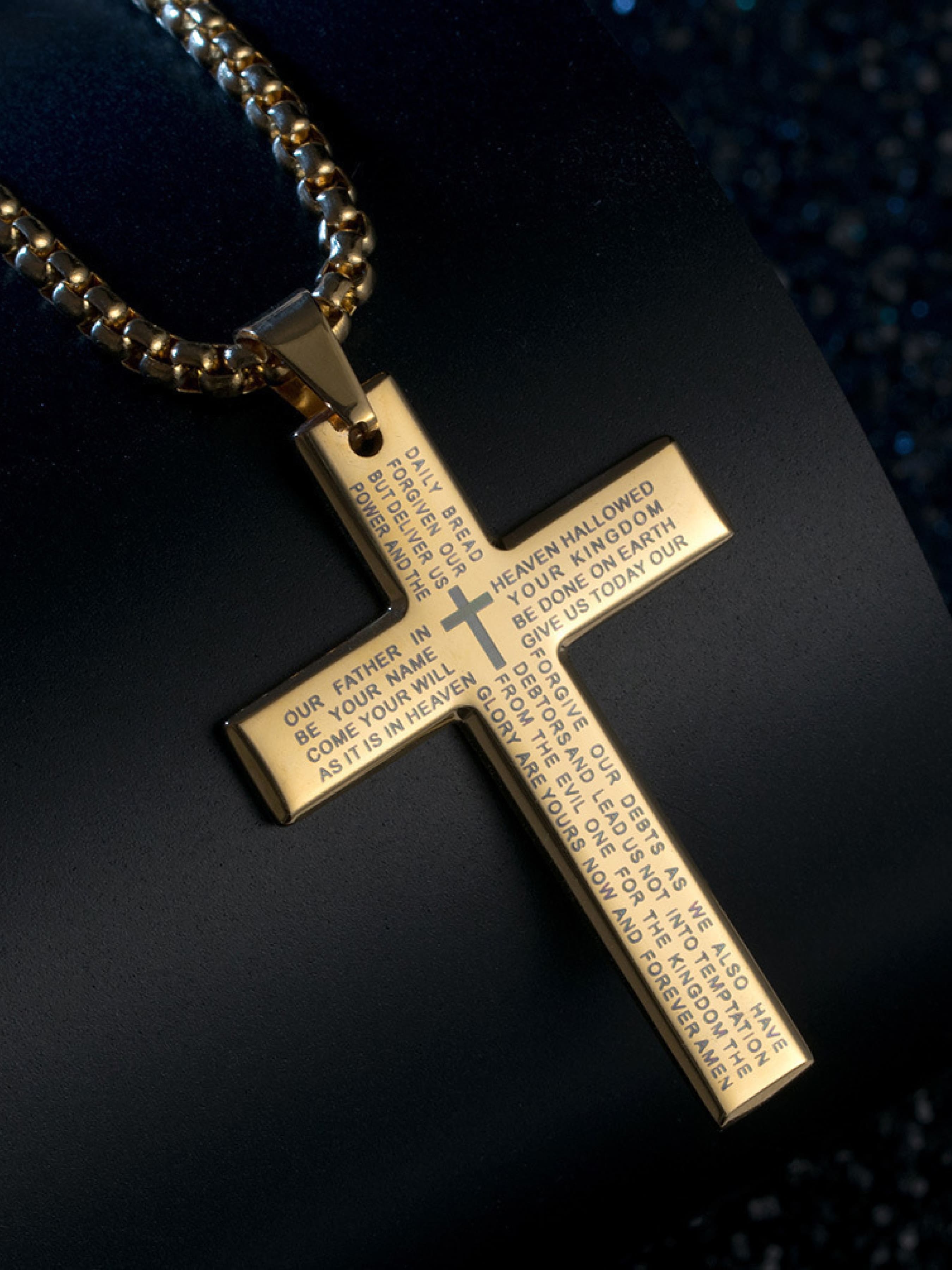 Stainless Steel Cross Pendant Necklace with Bible Verse Engraving, Unisex Jewelry with 24 Inch Chain, Perfect Gift for Any Occasion