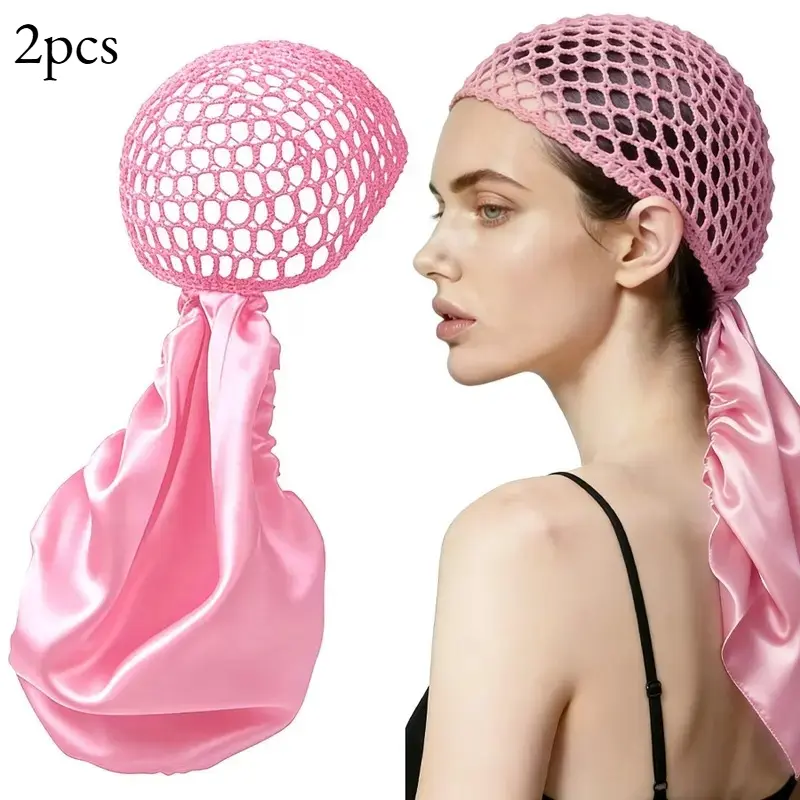 Reversible Satin Hair Bonnet - Adjustable 2-in-1 Wrap Cap & Shower Cap for Haircare, Frizz Control, Anti-Frizz Protection of Curls & Braids, Dual-Layer Satin Mesh for Overnight Hair Styling, Multistyle, Heatless Hairstyle, 80G, Curl/Braid, Breathable, Pro