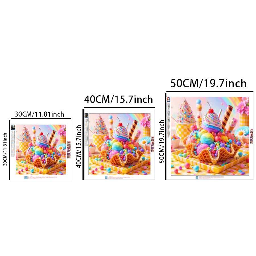 1 set of DIY diamond painting kit, 5D diamond art set, DIY decoration rainbow dessert, ice cream, cherry diamond painting kit full round drill, mosaic, diamond art, DIY art home decoration, suitable for Christmas.