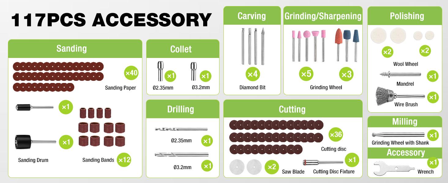 #JumpstartSale WORKPRO Cordless Rotary Tool, 8V Rotary Tool Kit with 117 Accessories, 6 Variable Speed, Type-C Charging, LED Work Light, Power Rotary Tool for Sanding, Polishing, Engraving, Drilling, Cutting, DIY