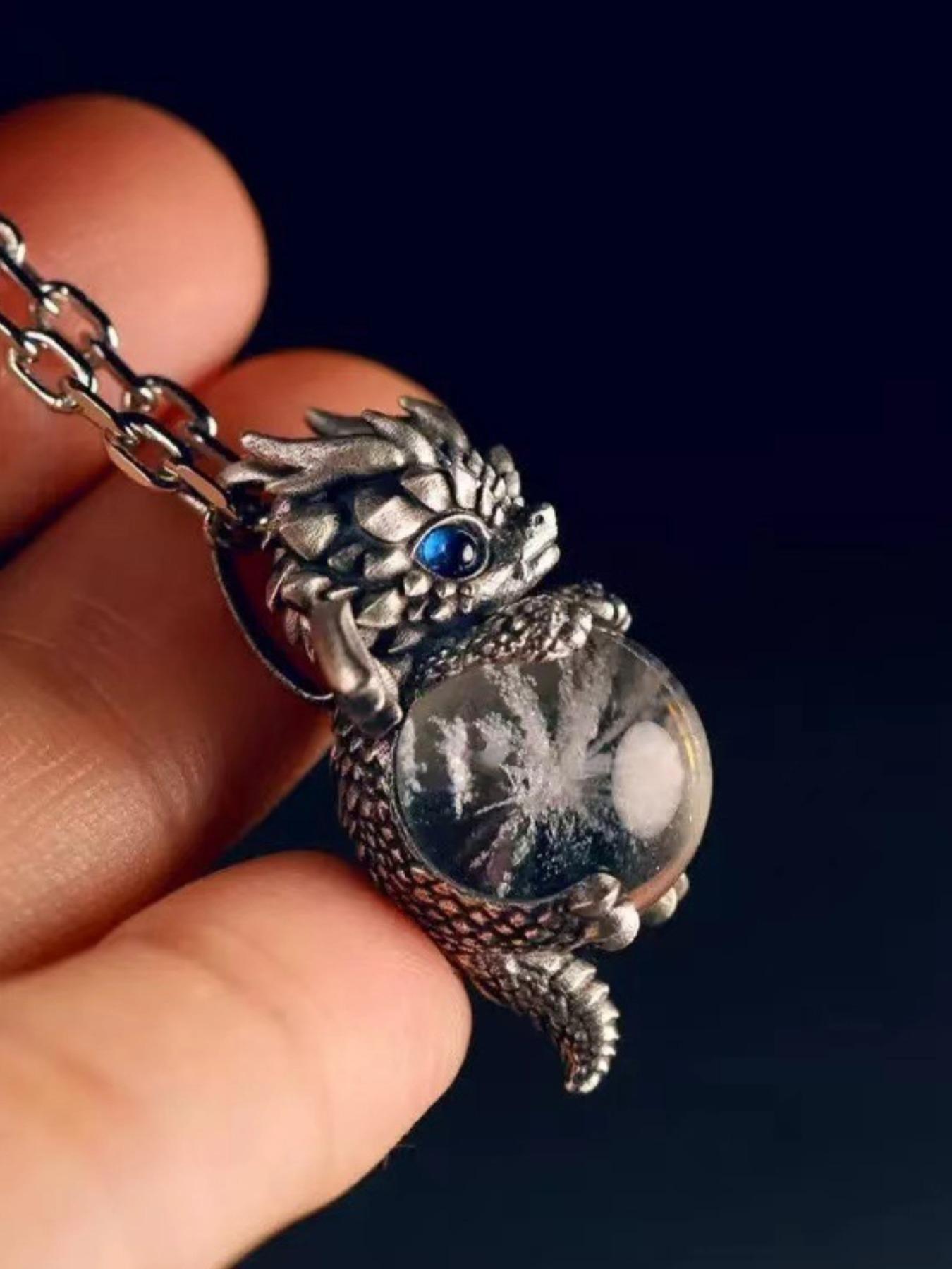 Dragon Year Zodiac Necklace, Retro Birth Year Pendant, Cute Dragon Design, Silver Color Chain, Birthday Gift, Couple Jewelry