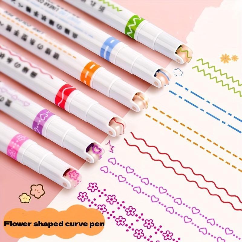 6pcs 6-Piece Assorted Flower-Shaped Fine Line Aesthetic Pens: PVC, Perfect for Note-Taking and Marking, Office Stationery Essentials