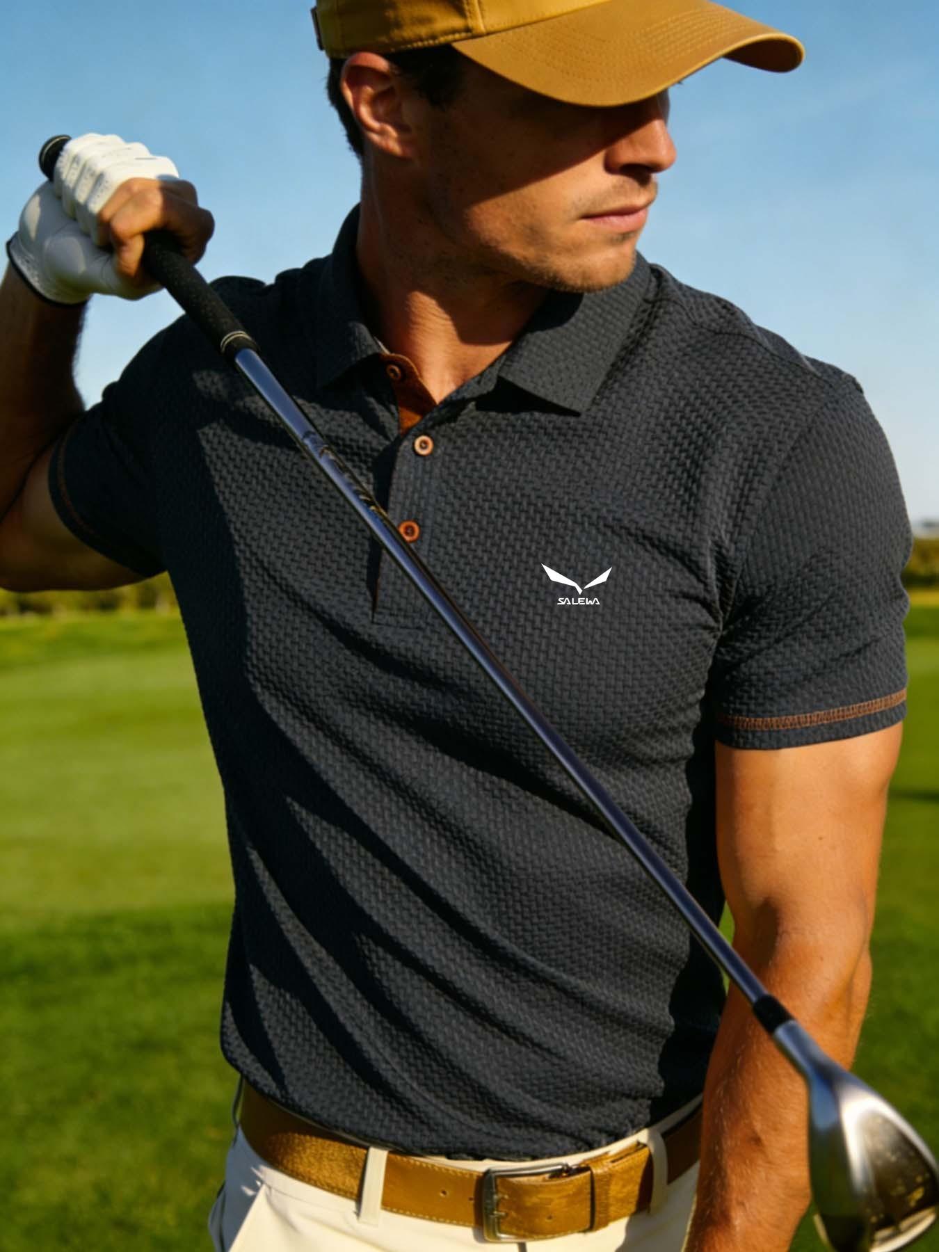 Men's Breathable Summer Polo Shirt, Animal Print Slim-Fit Short Sleeve, Quick-Dry Turn-Down Collar, Golf Fishing Basketball Camping Beachwear