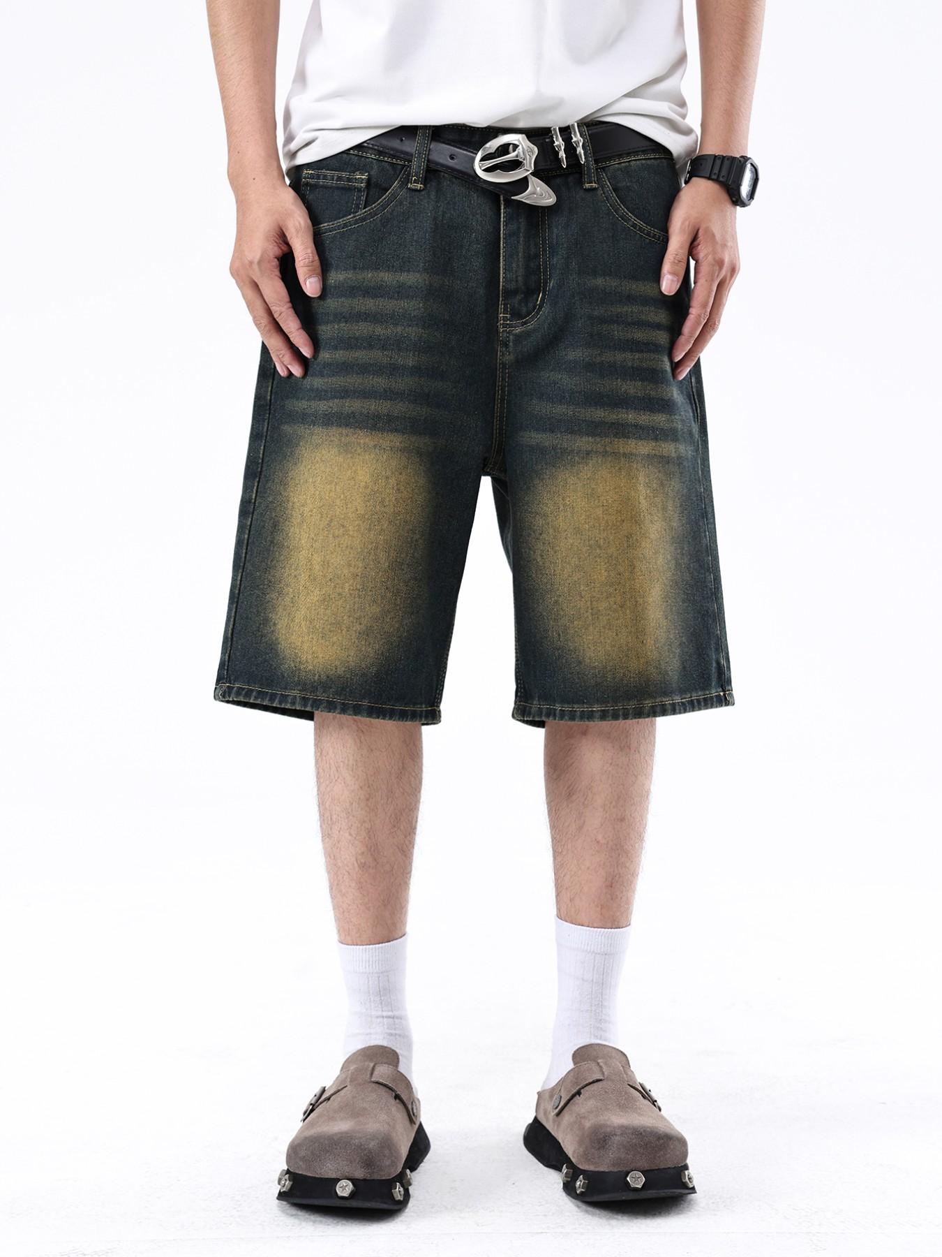 Men's Plain Denim Shorts, Loose Casual Comfy Jeans Shorts for Daily Wear, Woven Bottoms for All Seasons