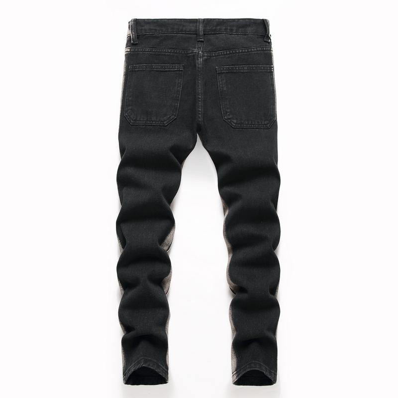 Boy's Embroidered Skinny Jeans Slim Fit Ripped Destroyed Distressed Fashion Denim Pants Black Jeans