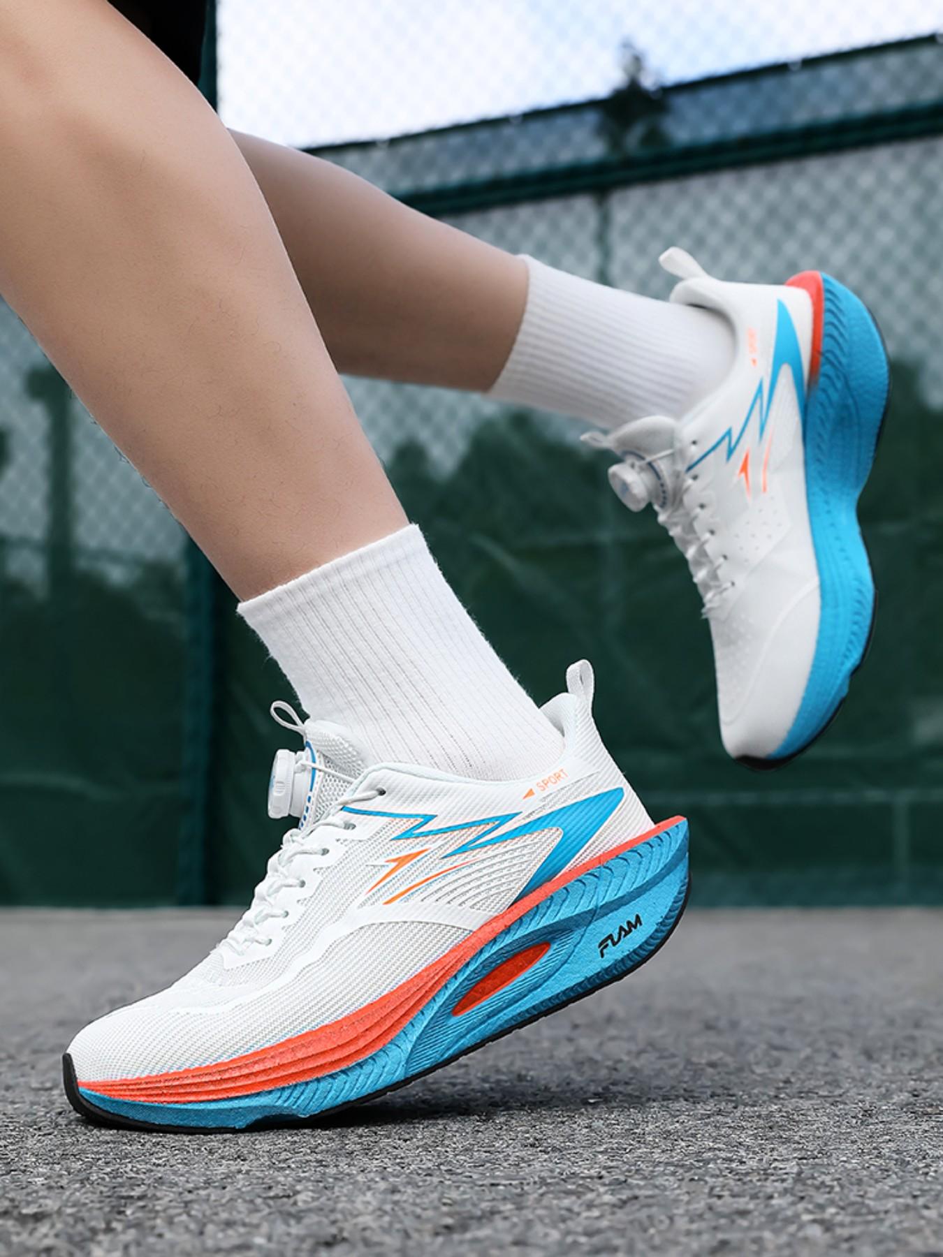Men's Casual Sports Shoes, Outdoor Running Shoes, Outdoor Running Sneakers, Rotating Buckle Design, Laces-Free, Breathable Upper, Comfortable Liner, Ideal for Hiking