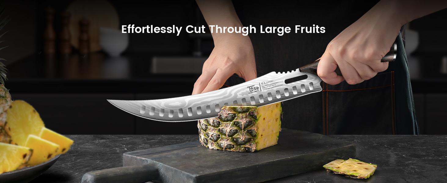【TikTokShopJumpstart】SYOKAMI Stainless Steel Butcher Knife, 10.5 Inch High Carbon Japanese Style Carving Knife with Wood Full Tang Wooden Handle, Damascus Pattern Cooking Knives, Razor Sharp Breaking Kitchenware with Gift Box Ideal for Valentine's Day
