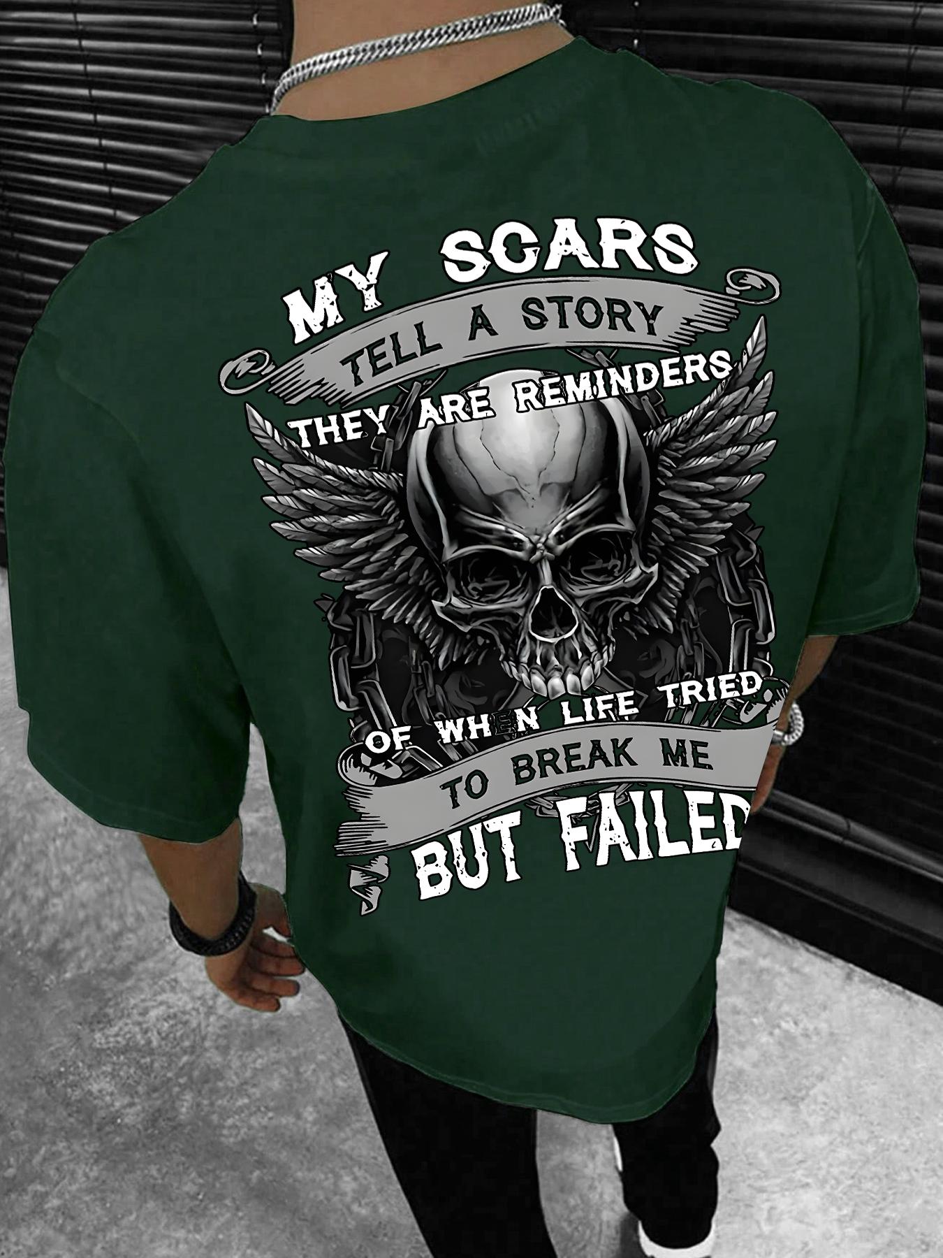 Men's Skull & Letter Graphic Round Neck Tee, Regular Fit Short Sleeve Crew Neck T-Shirt for Summer, Casual Streetwear Men's Top for Daily Wear