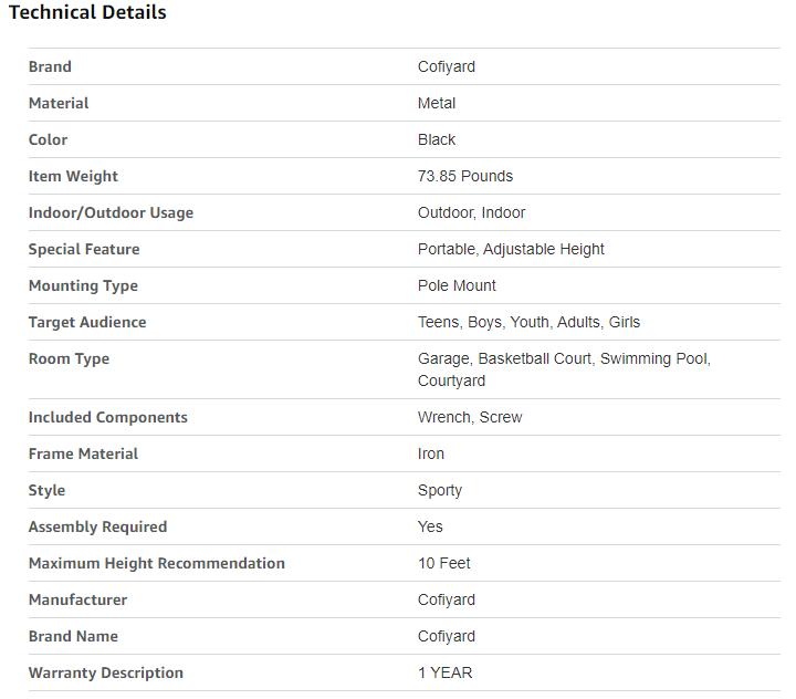 The Cofiyard Portable LED Basketball Stand Outdoor Model with Adjustable Height 5.25-10 ft Reinforced Backboard 44x28 inches & Sandbags for Kids & Adults Home Gym Workout Equipment