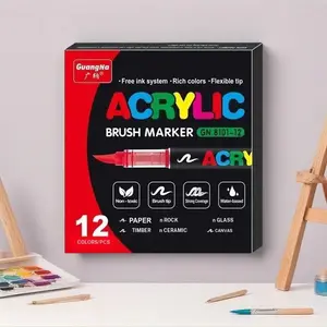 Direct Liquid Acrylic Paint Pens, 12-240 Colors, Soft Brush Tip, Water-Based Markers, Coloring Markers, for Fabric, Canvas, Rock, Glass, Wood, Paper, Art Painting Supplies