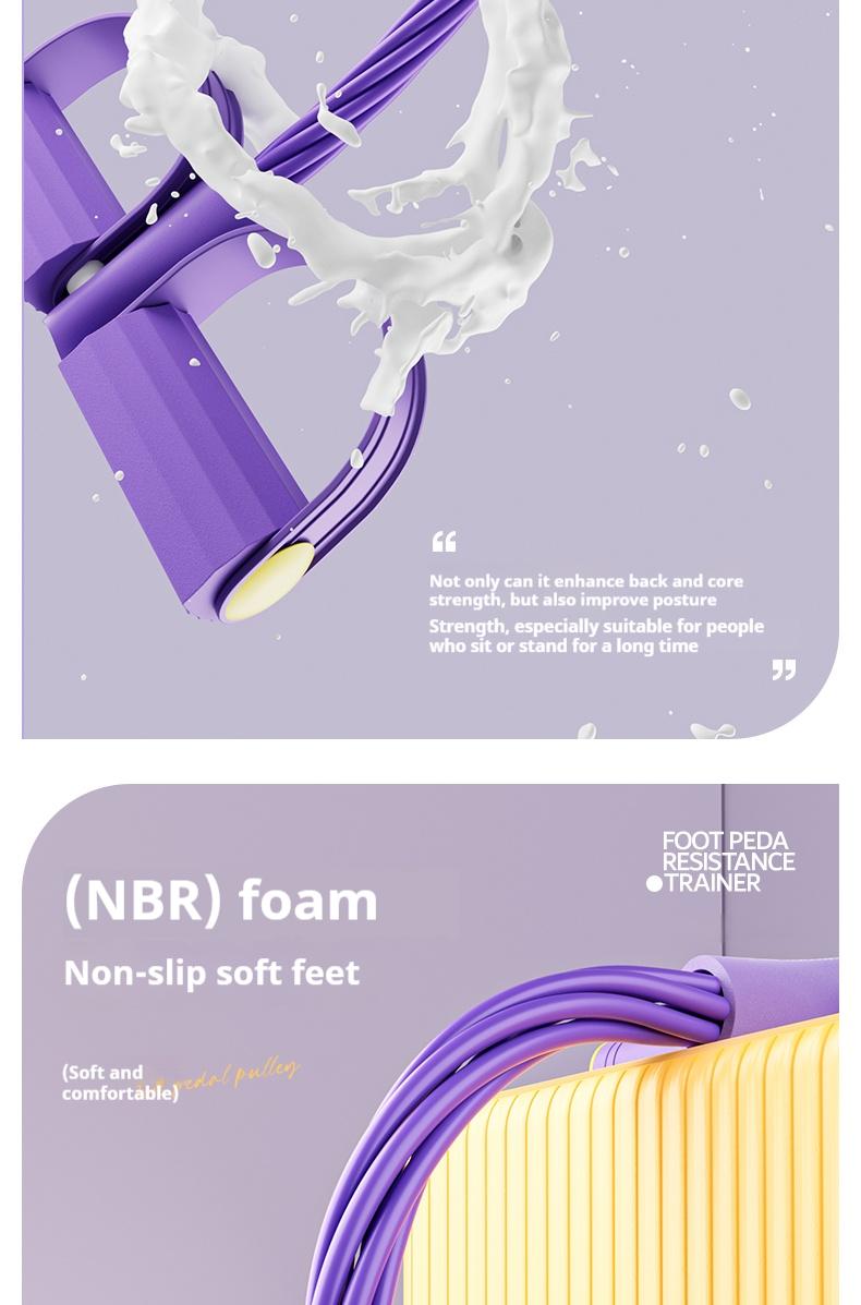 6-Strand Heavy Duty Abdominal Crunch Fitness Equipment – Leg & Core Workout, Sit-Up Assist, Home Gym Exercise, Non-Slip Foot Pedal & Resistance Bands (Portable)