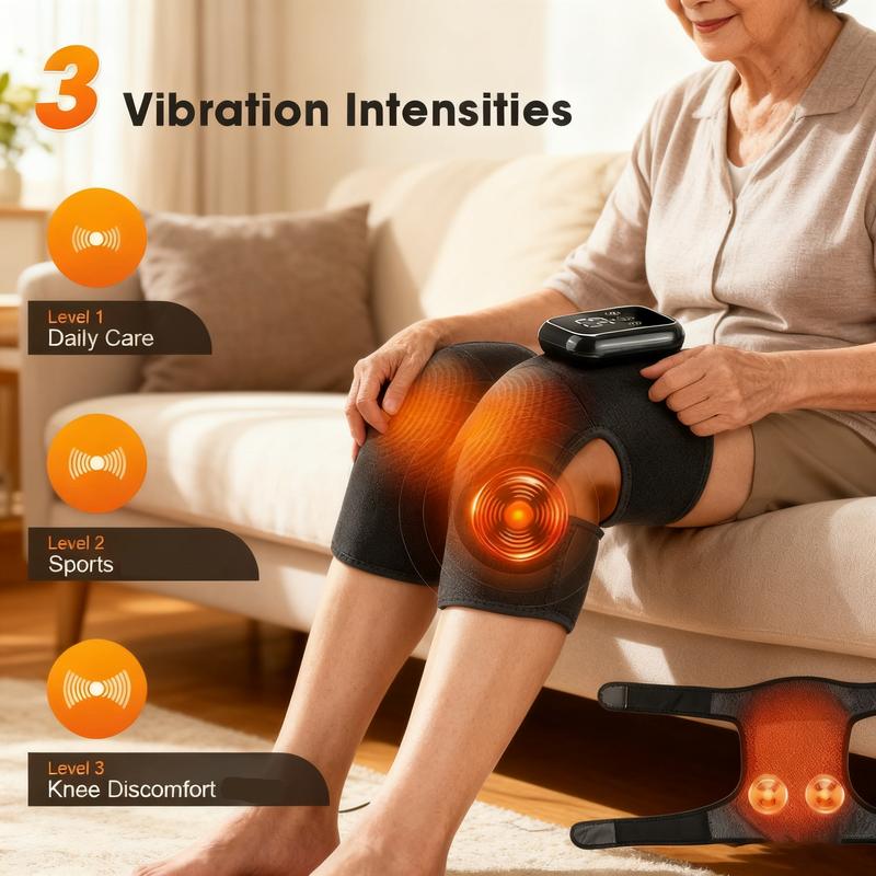 Heated Knee Massager with 3 Vibration Modes 3 Heating Levels, Heated Wrap Knee Support, Ideal Gifts