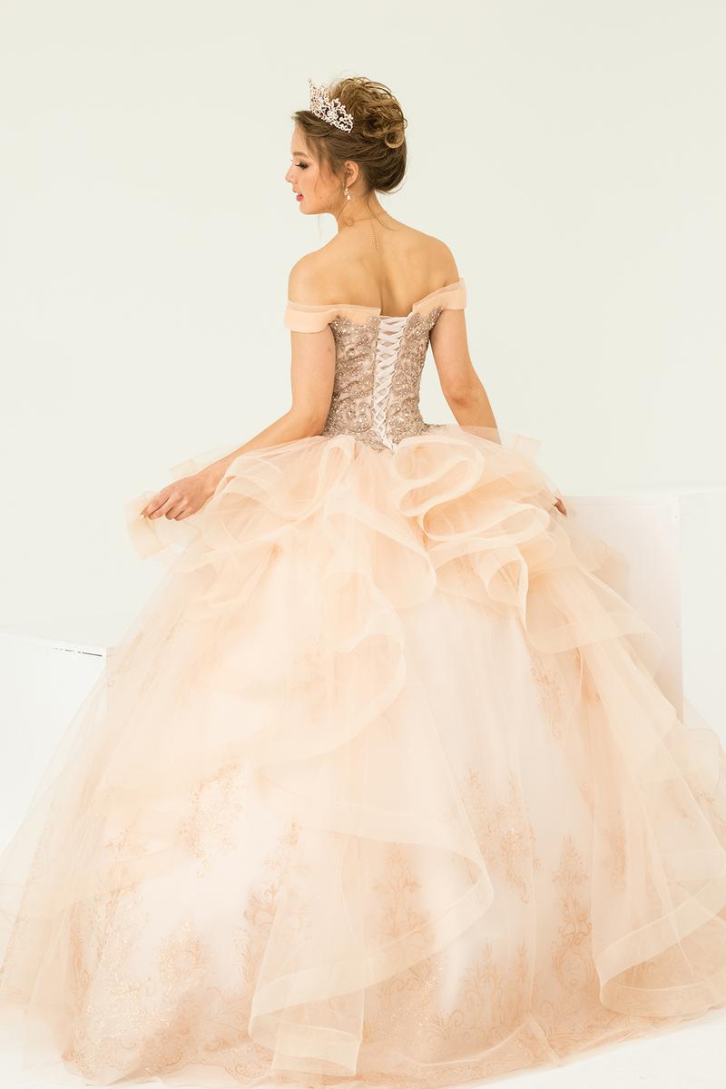 NO.27 Sequined Patterned Glitter Net Quinceañera Dress with Tulle Flounces Design On Skirt L.blue Blush Champagne Ball Gown Dress