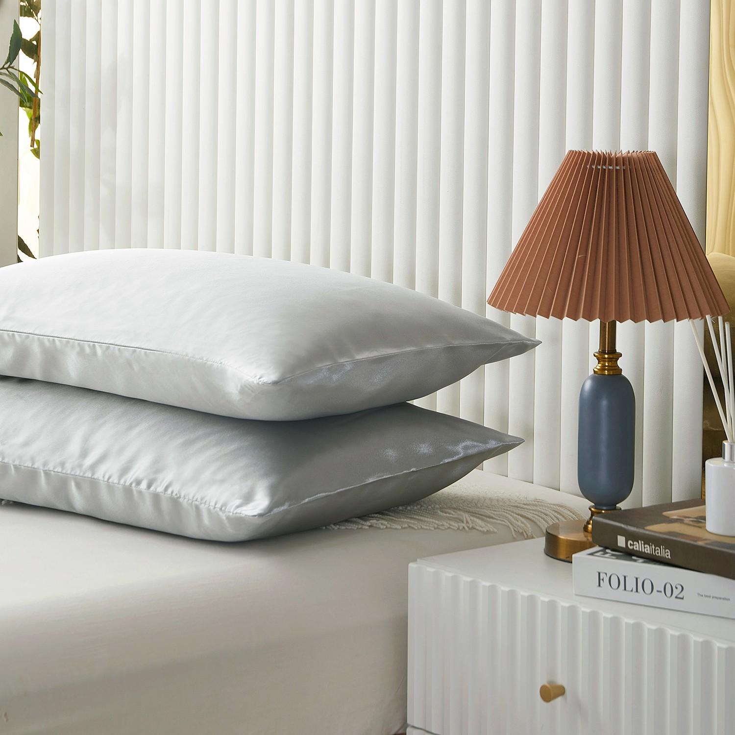 Luxurious Satin Pillowcase,2Pcs No Insert, Simple Solid Color, Soft Breathable, Envelope Closure, Ideal for Hair and Skin Protection, Perfect Home Decor