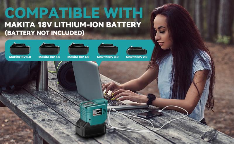 【No Batteries】200W Power Inverter For Dewalt 20V Battery,For Milwaukee For Makita 18V Battery DC20V to AC110-120V Battery Inverter, Portable Power Station Generator, Charger Adapter Battery Powered Outlet With 2USB Ports & 1 Type-C & 1 AC Outlet Springtok