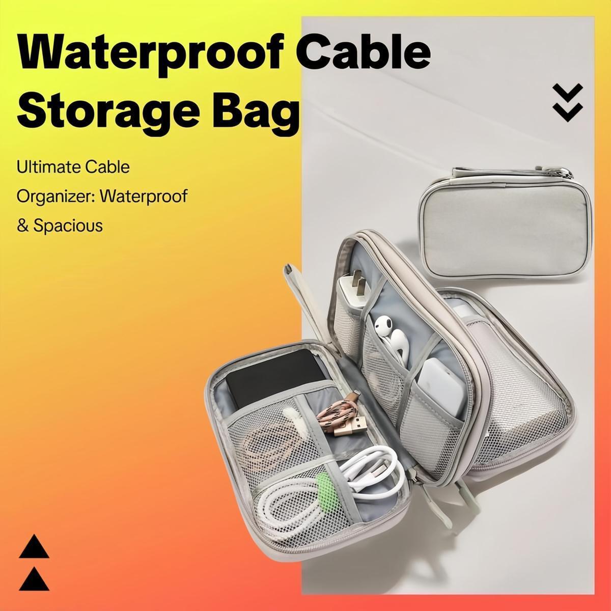 1PC Travel Cable Organizer Pouch Electronic Accessories Carry Case Portable Waterproof Double Layers All-in-One Storage Bag for Cord, Charger,Phone,Earphone,Travel Essentials