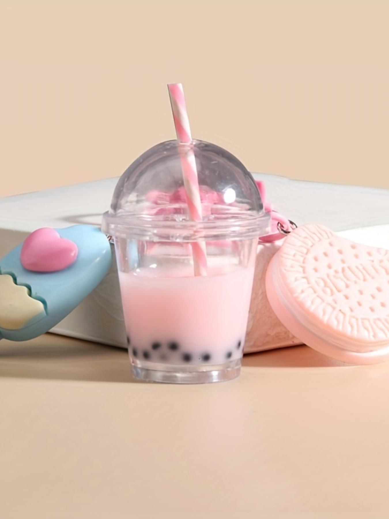 Cartoon Cookie Ice Cream Boba Tea Keychain, Cute Wallet Bag Backpack Charm, Car Key Earphone Box Accessory, Women's Daily Gift
