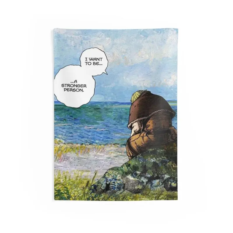 Vinland Saga Thorfinn Velvet Print Artwork Tapestry - 30x40in Light Peach Durable, Apartment Decor, Teen Room Decor, Wall Art, Indoor Wall Hanging Fabric Manga Poster, Home Supplies trends ideas for bf