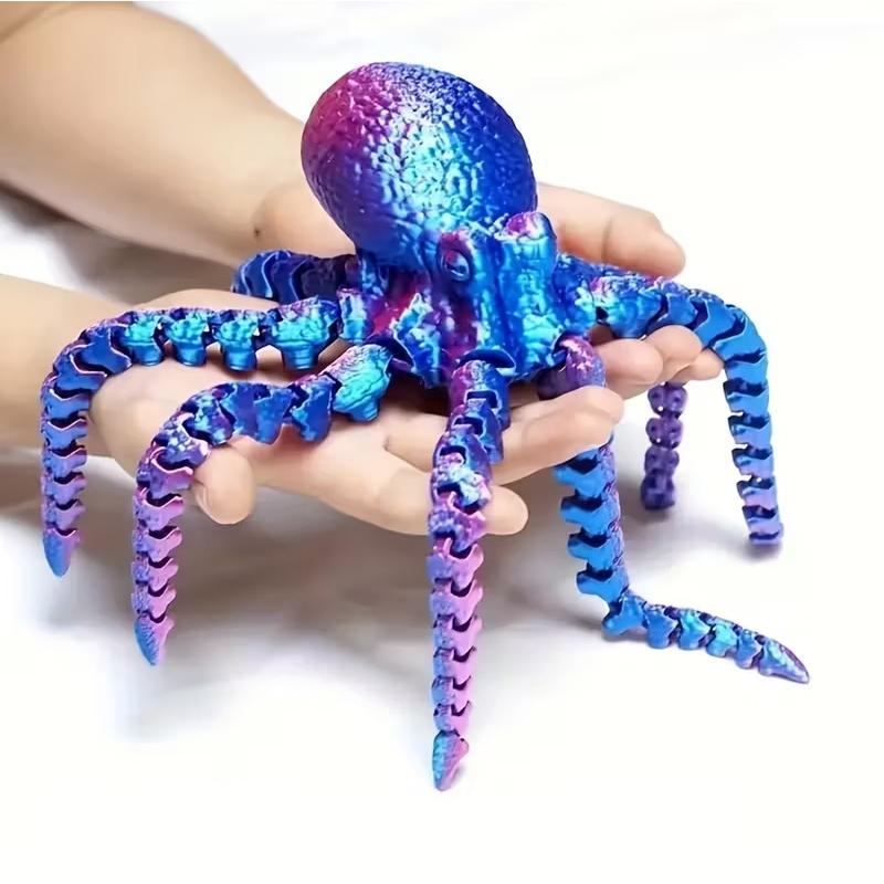 1pc 3D Printed Poseable Octopus/squid Model, Articulating Figurines, Moving Joints, Heavy-Duty Plastic, Multi-Color, Educational Toy, Home Decor, Articulating Miniatures