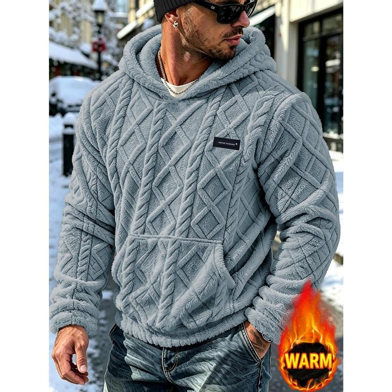 Men's Casual Print Pullover Hoodie - Soft Jacquard Fabric Sweatshirts, Long Sleeves, Kangaroo Pocket, Round Neck Menswear, Autumn Winter Universal Sport Outerwear, Ideal Christmas Gift