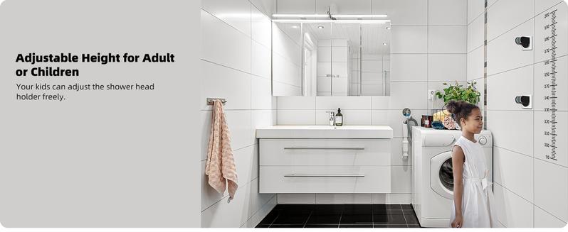 Hibbent All Metal 10'' Rainfall Shower Head, Square Shower Head Combo, High Pressure Handheld Shower Wand, 16'' Adjustable Arc-shaped Shower Extension Arm, 71'' Hose, 2 Showerhead Holders, Matte Black rain shower