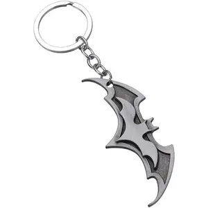 Bat Symbol Key Chain Zinc Alloy Keychain Bat Shape Metal Key Ring Tag for Your Autos, Home or Boat