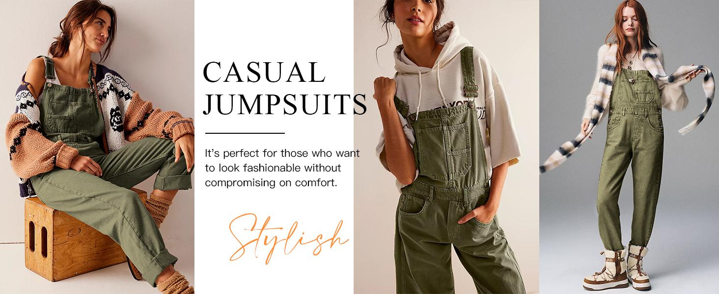 Danedvi Women's Casual Denim Overalls Adjustable Straps Jeans Pants Jumpsuits with Pockets