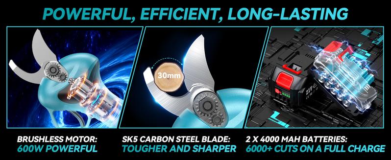 SeeSii 2-in-1 Cordless Electric Pruning Shears with Pole, 15Ft Reach, 1.2" Cutting Diameter, 21V 2x 4000mAh Batteries, Battery Powered Tree Pruner with Brushless Motor for Efficient Branch Trimming PS100 #TikTokShopBlackFriday
