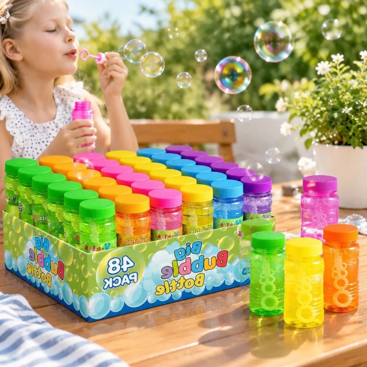 24 Pack Bubble Bottles with Wands in 6 Colors, 4oz Bubbles Solution, Bubble Party Favors for Kids, Themed Birthday, School Classroom Prizes for Boys and Girls, Ideal Goodie Bag StuffersGift