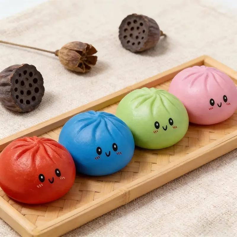 Bestseller Flashing Dumpling Stress Relief Toy, 3.15 Inch Soft Dumpling Shape, Spring, Includes Steamer, Adult Fun, Fashionable