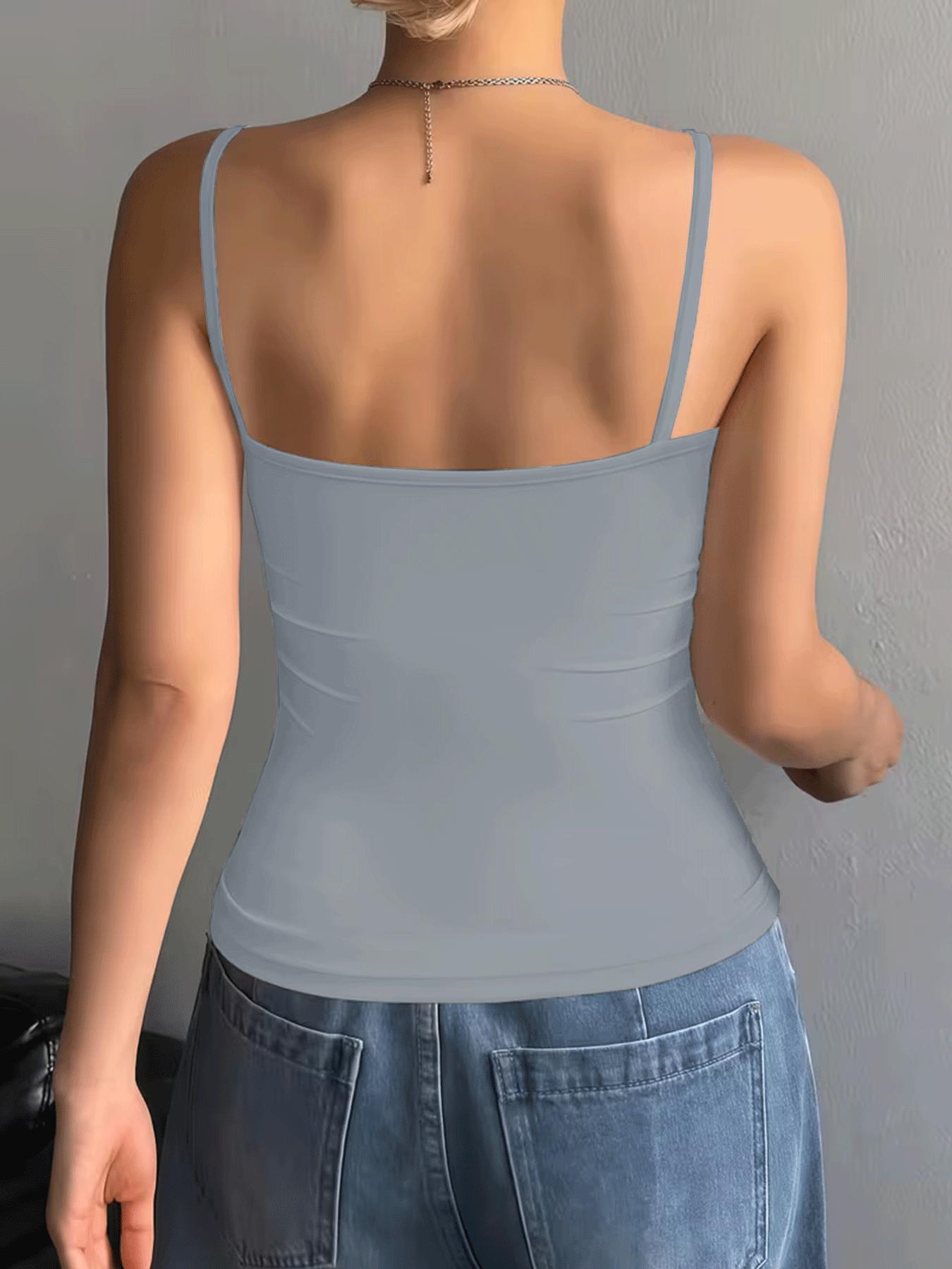 Women’s camisole – sleeveless top, no built-in bra – comfortable camisole – women’s essential slim-fit camisole – basic solid-color yoga fitness camisole