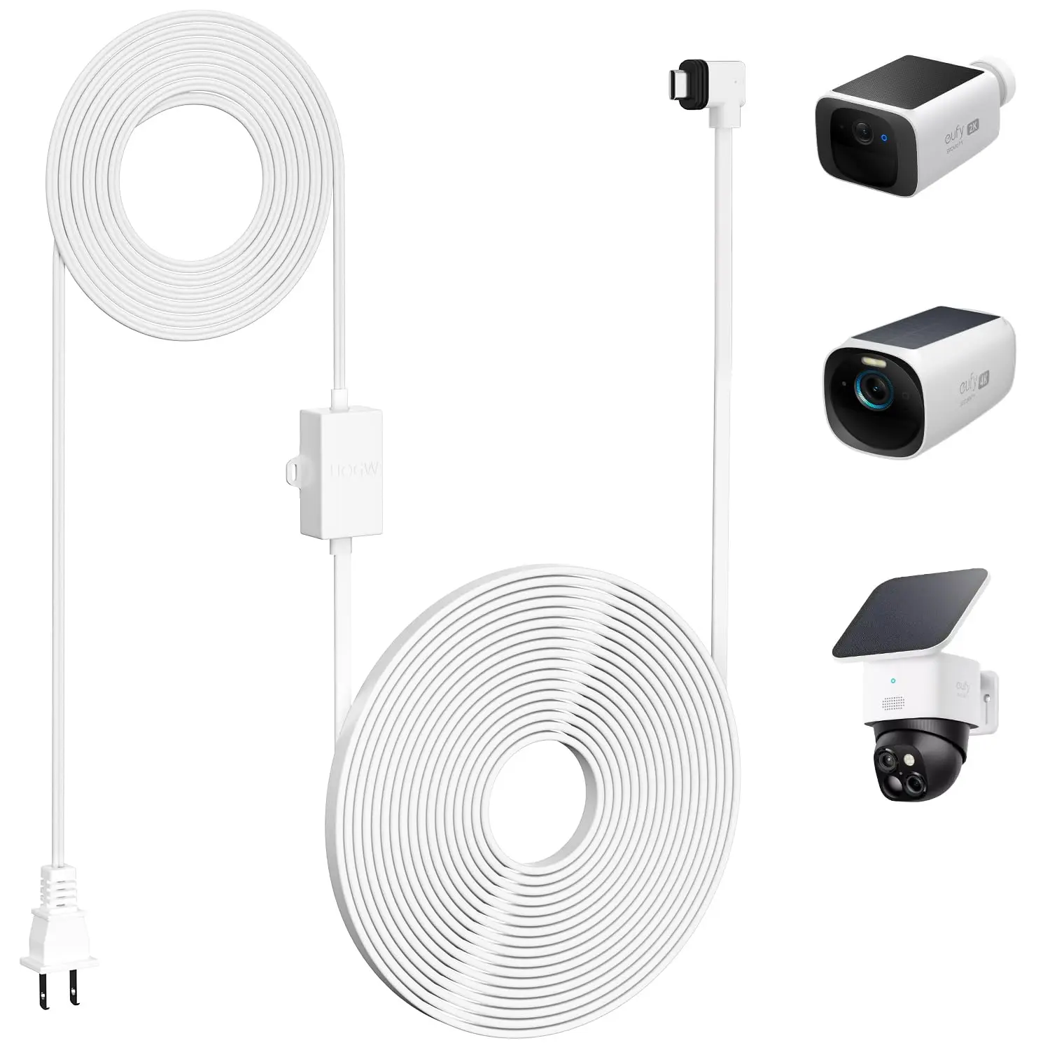 30FT Power Adapter Compatible with eufy SoloCam S220/S340/C210/E30,eufy Indoor Cam S350/C210/C220,eufyCam 3/S330/S3 Pro/3C/S300, Type C Power  for Camera,Flat  Cord
