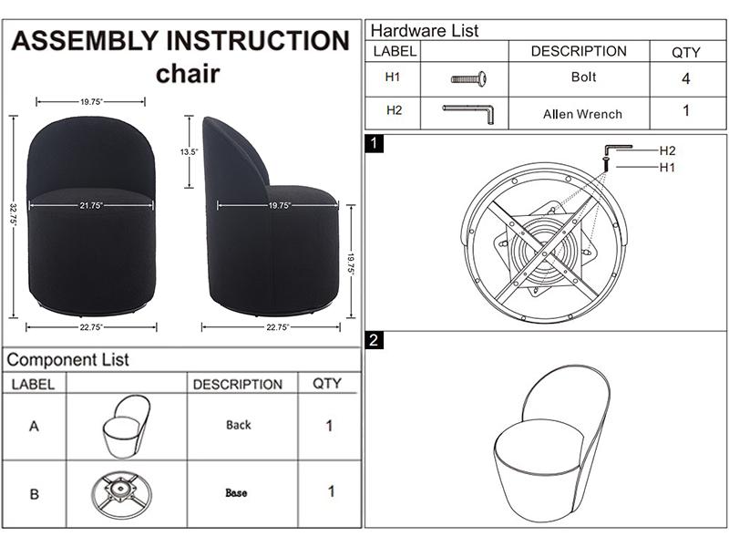 CHAIRUS Swivel Accent Chair, Modern Dining Chair with Round Barrel Back for Dining Room, 1 PC, Black Sherpa CHAIRUS Swivel Accent Chair, Modern Dining Chair with Round Barrel Back for Dining Room, 1 PC, Black Sherpa