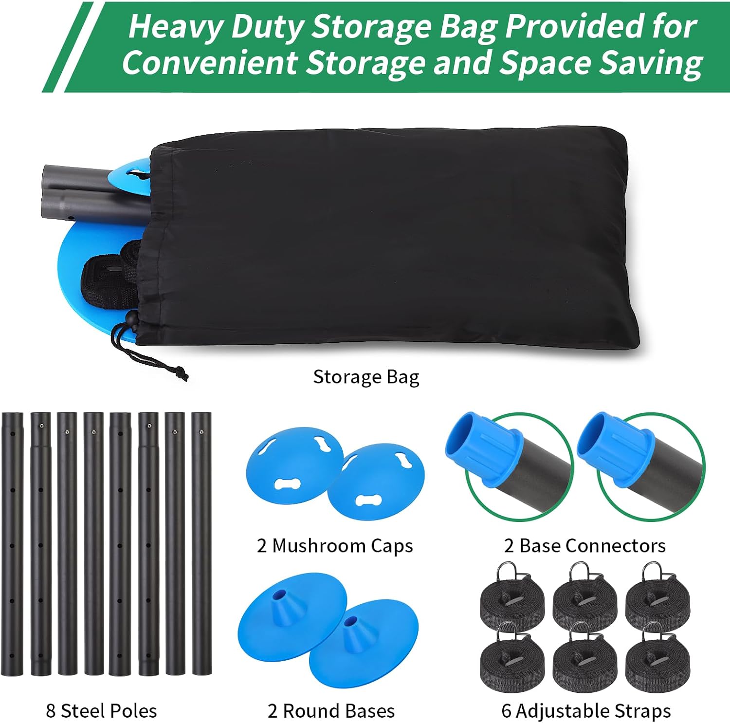 Windproof Boat Cover Support Pole System 2 Pcs| with 8 Adjustable Heights Telescoping Steel Furniture Cover Support Poles 18"-57" with Straps Storage Bag
