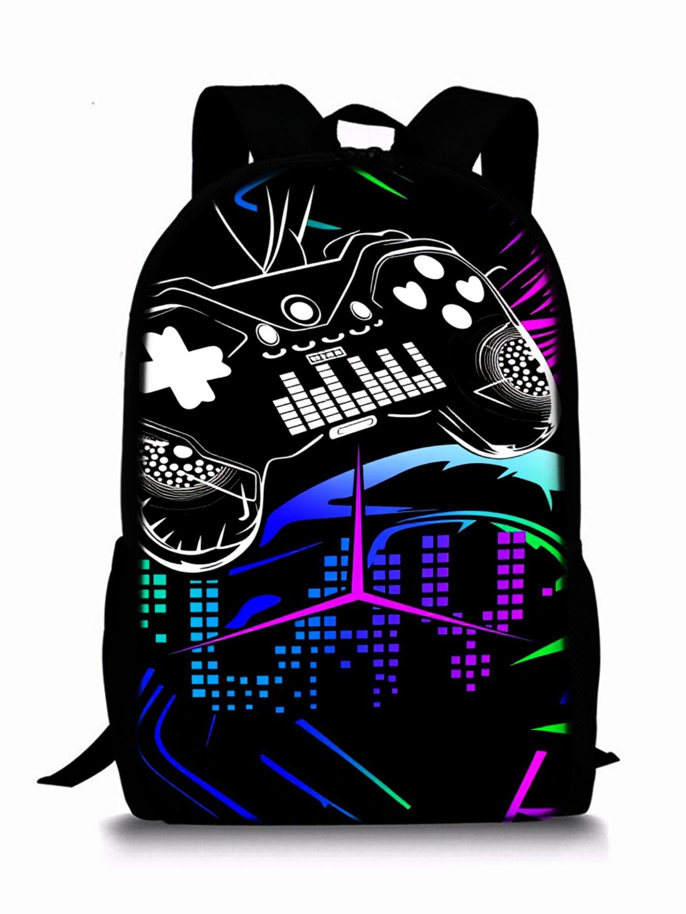 Gamepad Cyberpunk Pattern Print Single-layer Backpack