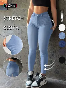Women High Waist Super Stretch Skinny Jeans, Butt Lifting Slim Fit Curvy Denim Trousers Available in 5 Colors#StretchSkinnyJeans #HighWaistDenim #ButtLiftJeans #CurvyPants #SlimFitJeans #ElasticDenim
