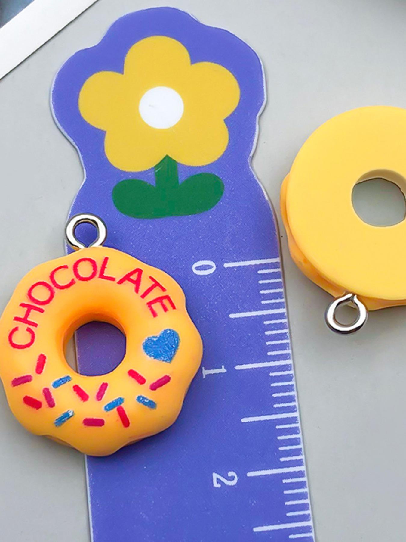5 Piece Resin Donut Pendants DIY Craft Accessories, Multicolor Earrings Necklace Bracelet Keychain Jewelry Set, All Seasons