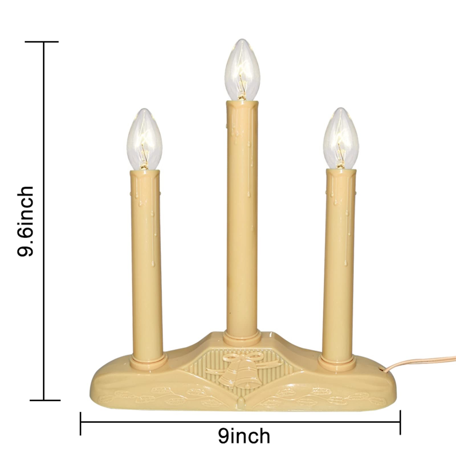 Christmas Three-Head Electric Candle Holder, American Vintage Style, Wax Flow Design, Warm Light, Backup Bulb Fuse, Window Mantel Fireplace Decor